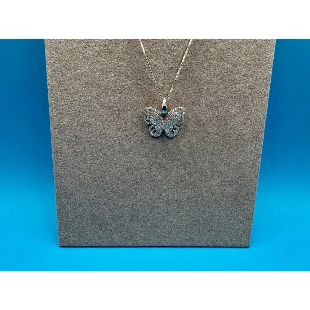 NEW 1.25CTW Moissanite Butterfly Pendant & 22